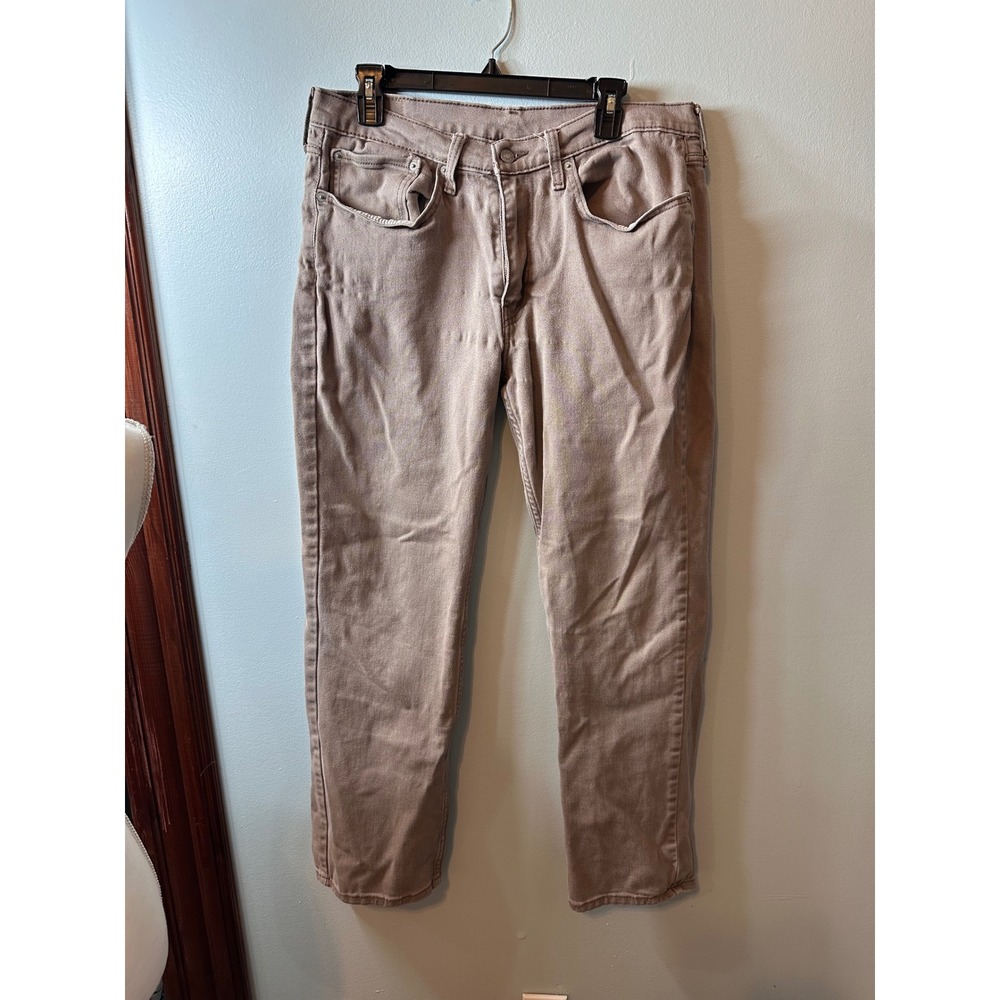 Levis 514 Straight Fit Pants Mens 35x32 Tan Brown Cotton Twill Casual Trousers
